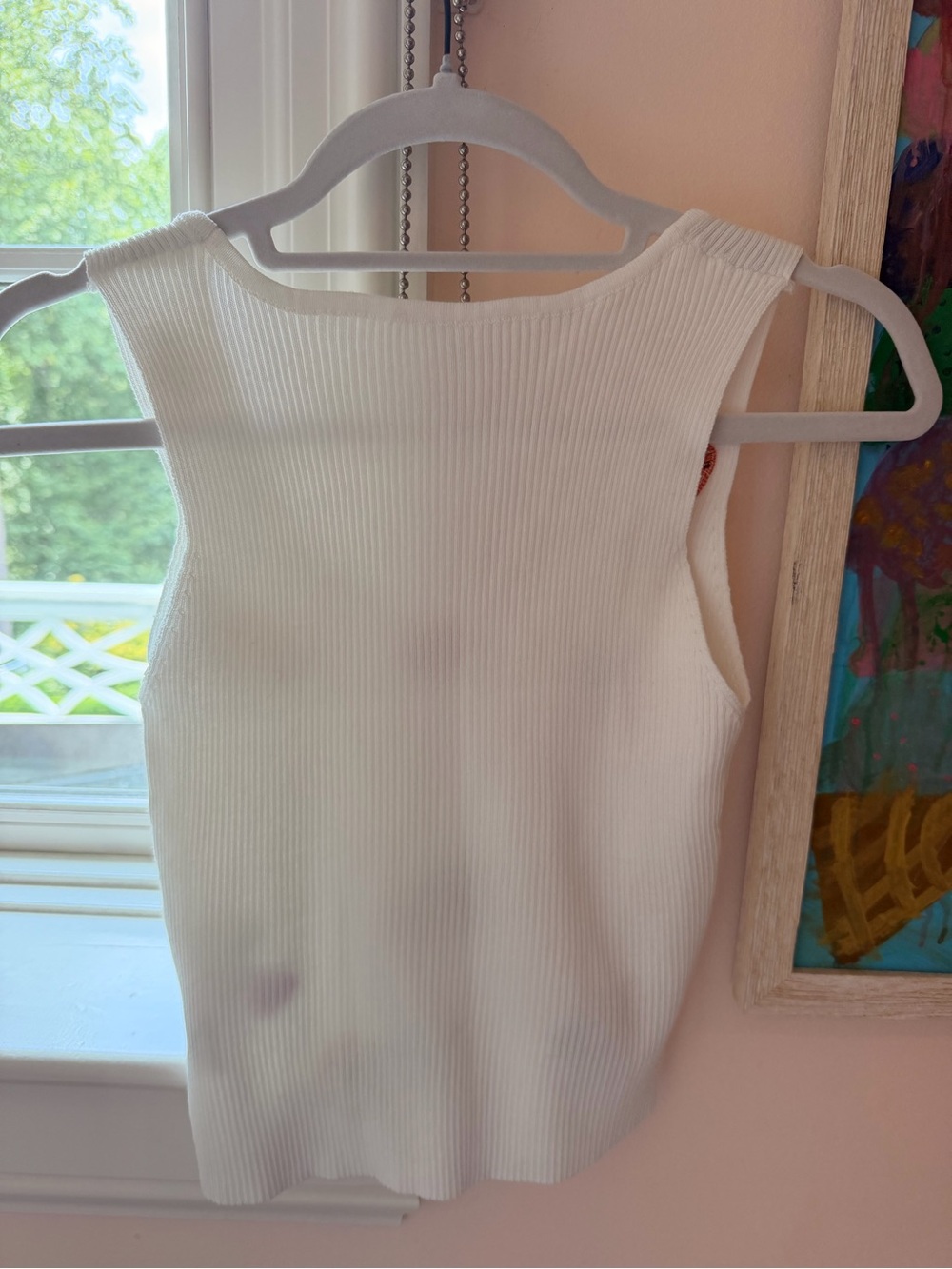 White Ribbed Fruit Patch Tank Top - Picture 3 of 3